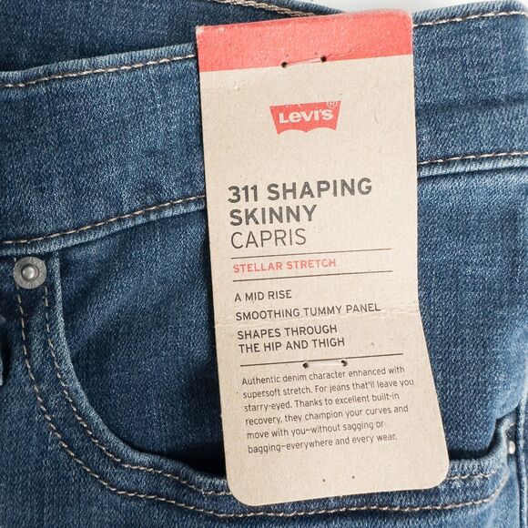 Levi's 311 Shaping Skinny Capris Womens 31 Lapis Dark Wash Mid Rise A00860004 - Picture 7 of 16